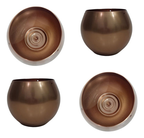 Cachepot Aluminio Bronze Anodizado Esferico Decorativo Mesa