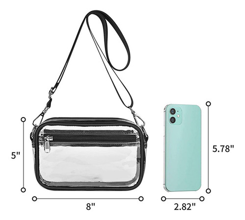 2 Bolso Bandolera Transparente Bolso De Hombro De Uso Negro