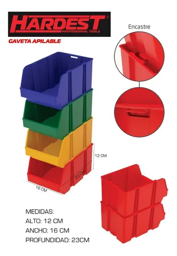 10 Gavetas Plásticas Cajas Organizador Apilables 16x12x23cm