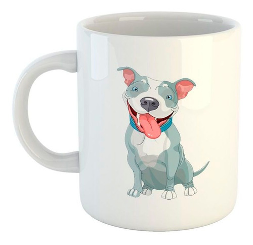 Taza De Ceramica Pitbull Dibujo Cara Feliz