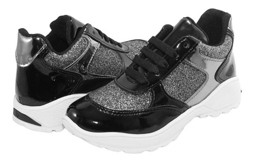 Tenis Running Niña Moda Bubble Gummers Madonna Negro 15-21