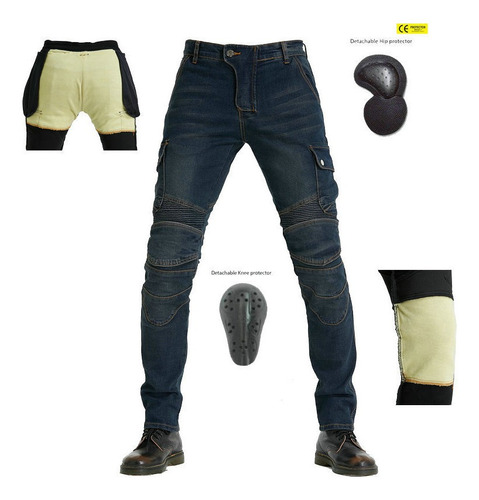 Pantalón Motociclista Jeans Kevlar Protecciones