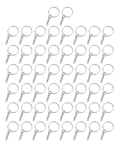 50 Piezas De Llaveros Con Cadena Juego De Anillos De Plata
