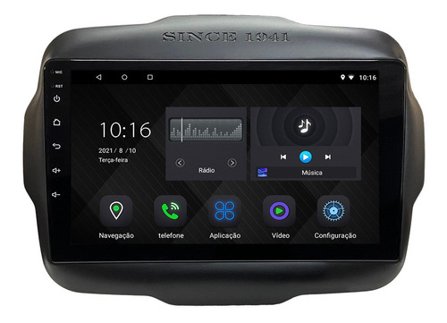 Imagem 1 de 1 de Multimidia Android 10 Navpro Caska 2gb Jeep Renegade Carplay