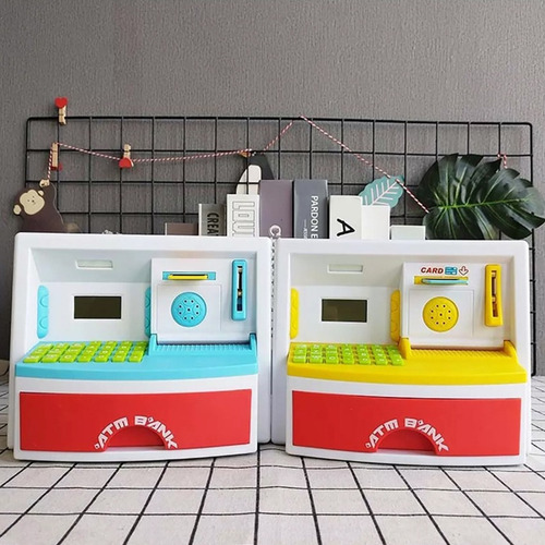 Alcancía Cajero Automático Electrónica Juguete Para Niños Alcancía Del Cajero Automático Amarillo