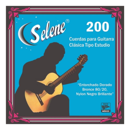Juego De Cuerdas Guitarra Nylon Negro Selene 200 80-20