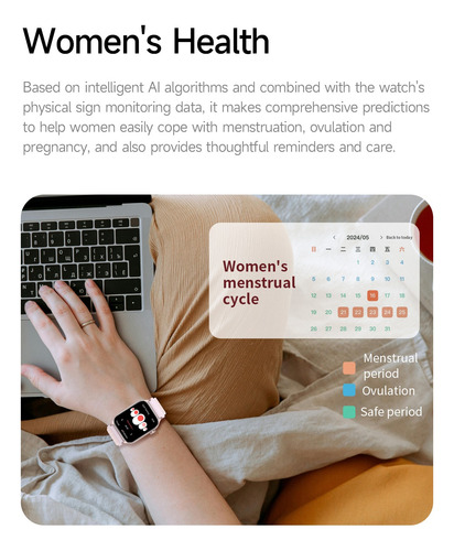 Deiaao Kr86 1.95'' Compatible Ai Voice Assistant Smartwatch Ladies Ip67 Waterproof Bluetooth Talk Smartwatch Rosa