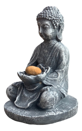 Hermoso Buda Tibetano Mini Con Flor De Loto Hormigon Kalix G