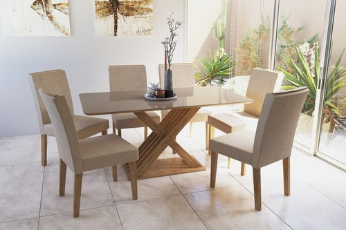 Juego De Comedor Estoril- Mesa Con Vidrio 160 X 90 + 4sillas