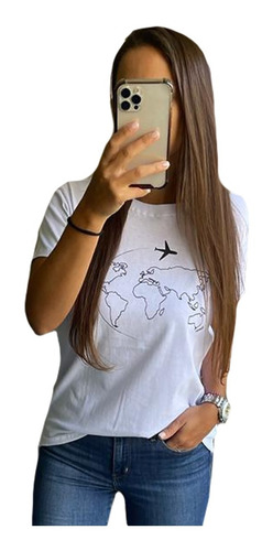 Imagen 8 de 10 de Remera Estampada Lisa Mujer Manga Corta Moda A88