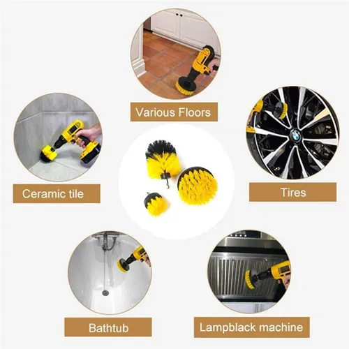 Kit De 3 Cepillos Para Taladro Pulidora Limpieza Auto Tapiz