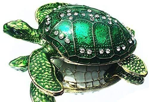 Pintado A Mano Vals  F Sea Turtle Tachonado Cristal Estañ