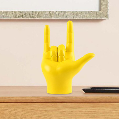 Estatueta De Estátua De Gesto De Dedo, Amarelo Amarelo