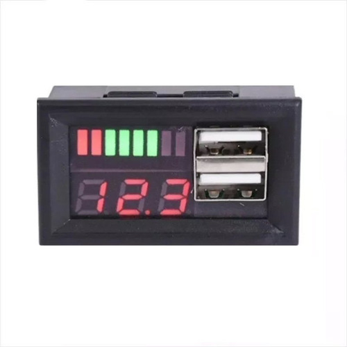 Medidor Voltaje Batería De Automóvil 12v + 2 Puertos Usb