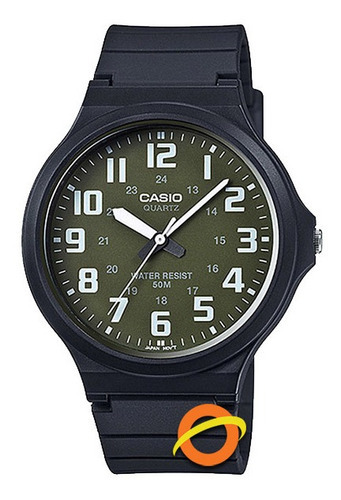 Reloj Casio Hombre Caballero Mw-240 Analogico Correa Caucho Color Del Fondo Verde Oscuro Con Blanco Mw2403b