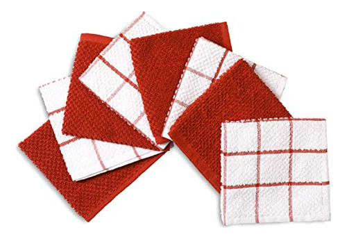 Infini Rust Cotton Kitchen Towels, 12x12 Inch, 8 Pack, Absor