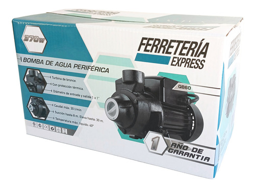 Bomba Agua Periférica 370w 0.5 Hp 2850 Rpm Conexión Bronce