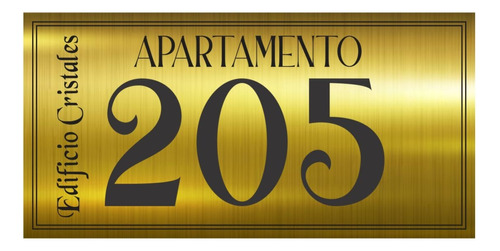 Placas Metálicas Personalizadas Apartamento 10x5 Cms Dorado