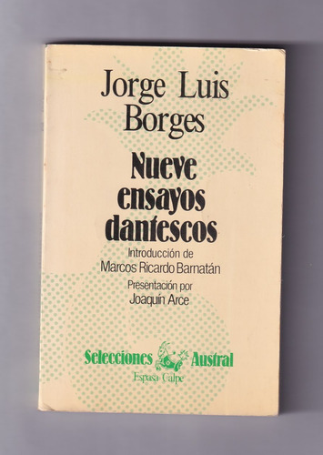 Jorge Luis Borges Nueve Ensayos Dantescos Libro Usado 1982