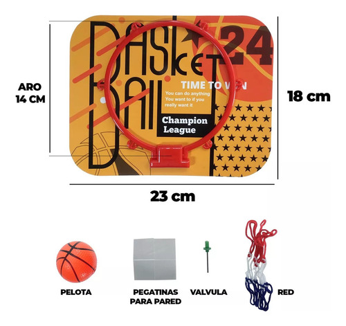 Tablero De Basquetbol Con Canasta Y Pelota Basket