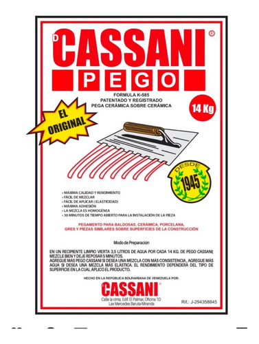 Pego Gris Cassani 14 Kg (desde 1945) Pregunte Disponibilidad