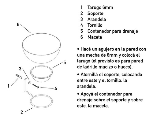 Maceta Con Soporte De Pared
