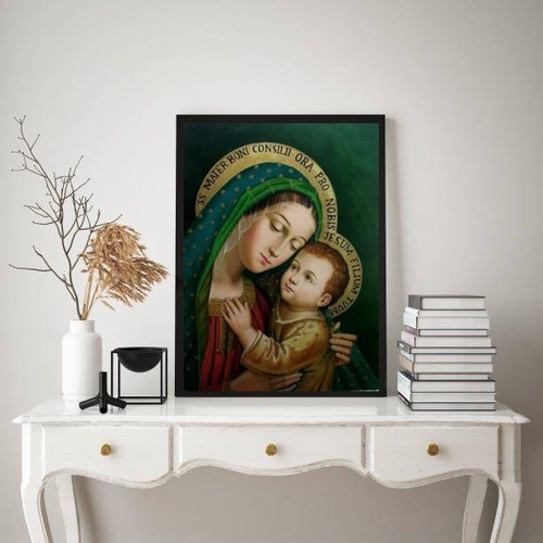 Quadro Nossa Senhora Bom Conselho 33x24cm - Madeira Branca