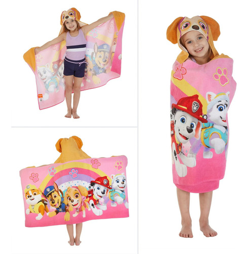 Toalla De Baño Paw Patrol Skye Con Gorro Para Niñas *sk Color Rosa Lisa