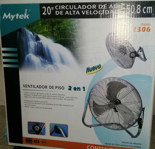 Ventilador Piso Pared 20 . Metalico. 3 Veloc. 190 Watts.