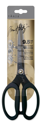 Tijeras antiadherentes microdentadas Tim Holtz Titanium 9.5, color negro