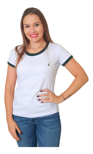 Camiseta Feminina Baby Look Ringer