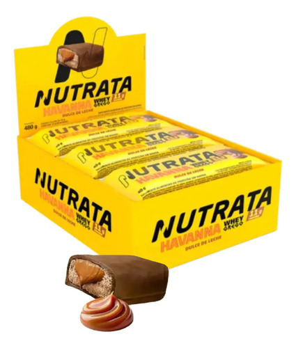 Suplemento Whey Grego Bar 12 Uni(480g) Nutrata Sabor Doce De Leite Havanna