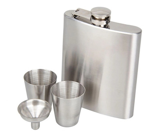 Imagem 2 de 4 de Cantil Inox Frasco 230ml Garrafa Whiskeira Whisky Bolso Bar