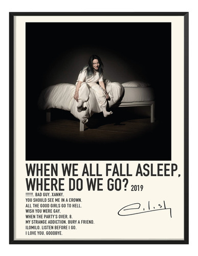 Poster Billie Eilish Album Tracklist Where Do We Go? 80x60