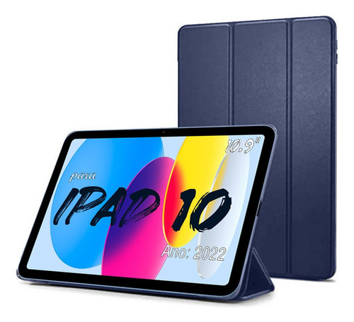 Capa Para Apple iPad 10 (ano 2022) A2696 A2757 A2777 Slim Cor Azul