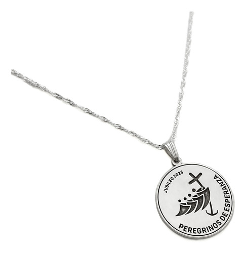 Cadena Y Dije Jubileo Peregrinos De Esperanza 2025 Plata 925 Plata 925 45 Cm
