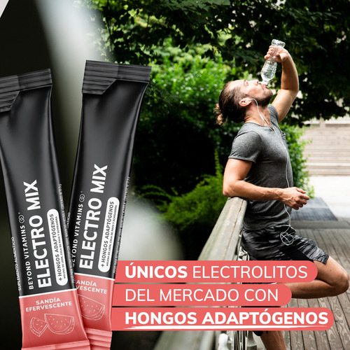 Electrolitos Con Hongos Sin Azúcar En Polvo Beyond Vitamins | Hidratación Baja En Calorías, Apto Dieta Keto | 20 Sticks, Sabor Sandía Efervescente