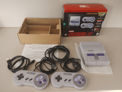 Super Nintendo Snes Classic Mini Original C/ Hackchii Mais Duzentos E Cinquenta Jogos Veja !! Cinza (Usado)