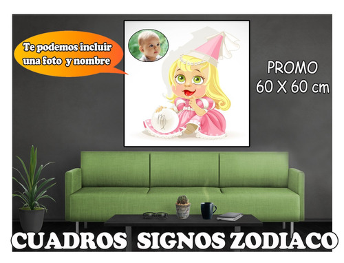 Cuadros Zodiaco Infantil + Tu Foto+nombre Promo 60x60 Cm