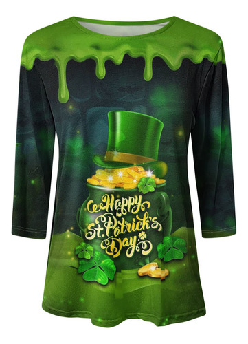 Camiseta D Para Mujer Con Estampado Del Día De San Patricio
