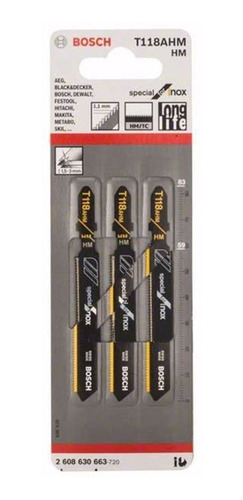 Hojas De Sierra Caladora Acero Inoxidable Bosch T118ahm X3