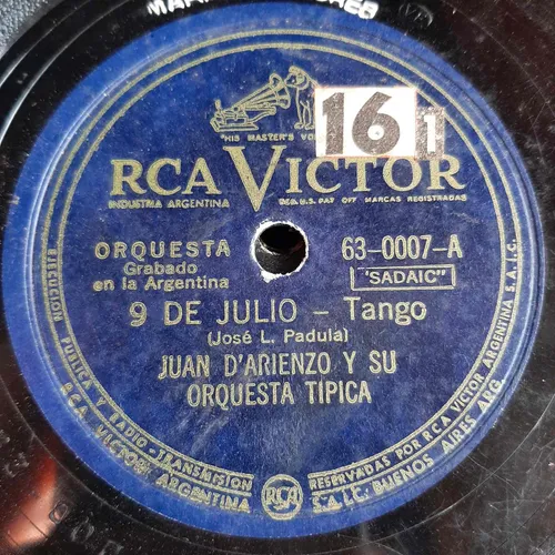 comprar Pasta Juan D Arienzo Su Orquesta Tipica Rca Victor C405