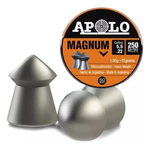 Imagen 5 de 10 de Balines Apolo Magnum 5.5 X250 Rifles Aire Comprimido - Swat