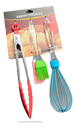 Set Cocina Brocha Espátula Pinza Mezclador  