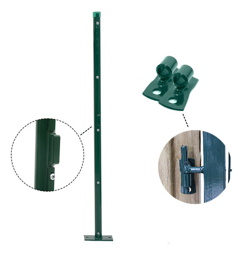 Kit 1 Mourão 1,5m Fechadura + 2 Suportes De Fixação Parede