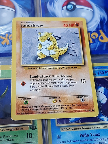 Sandshrew 62/102,original De Pokemon Tcg,1999.