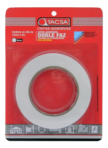 Cinta Doble Faz Tacsa 12mm Ideal Superficies Irregulares