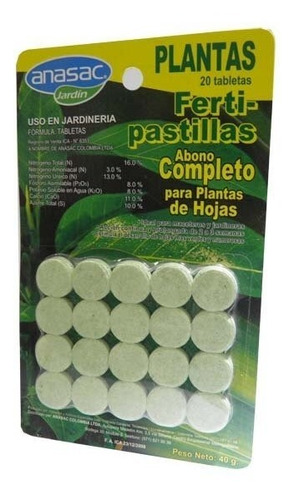 Abono Para Plantas De Hojas Fertipastillas X20 