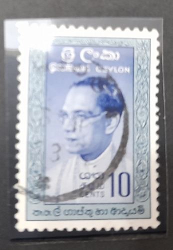 Sello Postal - Ceilan - Solomon Bandaranaike - 1963