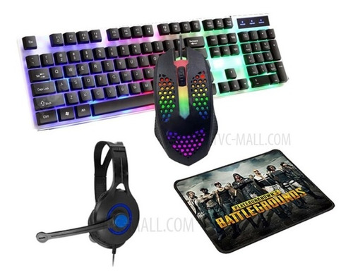 Kit Combo Gamer Teclado Mouse Audifono Mouse Pad Usb